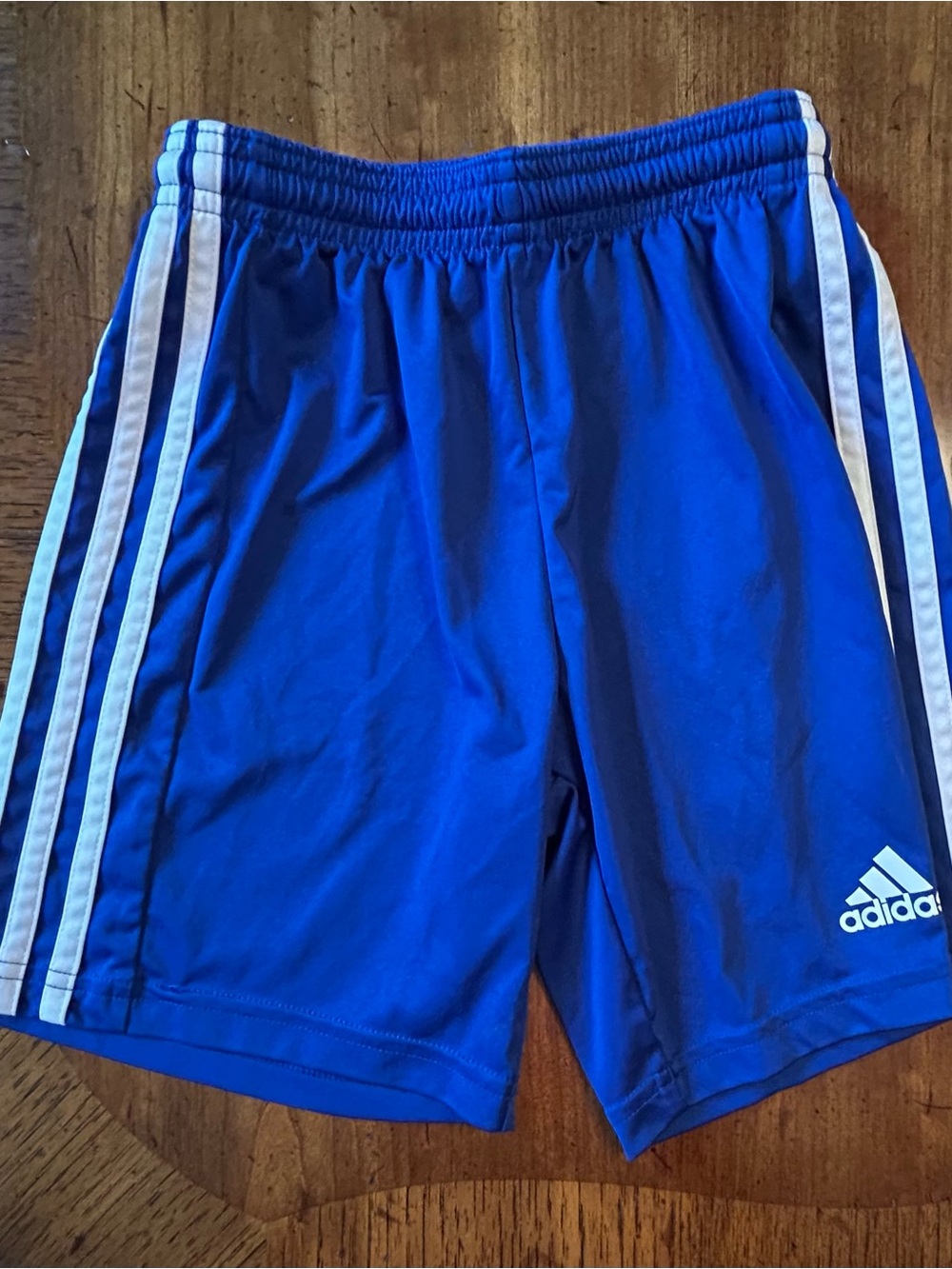 adidas Royal Blue Athletic Shorts with White Stripes